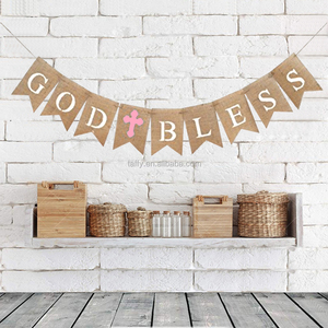 Nueva fiesta <span class=keywords><strong>de</strong></span> comunión Banner bautismo bautizo decoración arpillera <span class=keywords><strong>Dios</strong></span> bendiga banderines suministros <span class=keywords><strong>de</strong></span> decoración para fiestas - Product Image 2