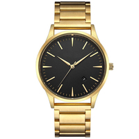 Montre Eclipse noire de luxe en acier inoxydable brossé OEM personnalisée, montre Geo Star
