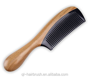 Green Sandalwood Hair Comb | No Static Detangling Natural Aroma Handmade Wooden Buffalo Horn Comb