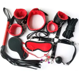 Vestito giapponese bdsm 10 pezzi bondage kit sexy restraint toys sex adult sm games prodotti del sesso colore rosso e nero