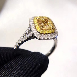 Custom 18k White Gold <strong>Wedding</strong> <strong>Ring</strong> <strong>Cushion</strong> Cut Yellow Moissanite <strong>Ring</strong> - Product Image 2