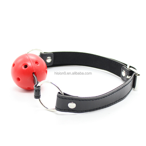 Plastik nefes delik topu Gag ayarlanabilir deri kemer ağız Restraint esaret oyuncaklar - Product Image 3