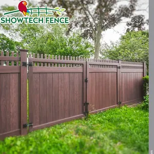 Grano di legno di colore marrone PVC picchetto recinzione privacy