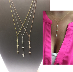 2023 collana in argento da donna a forma di Y con zirconi cubici trasparenti di alta qualità - Product Image 2