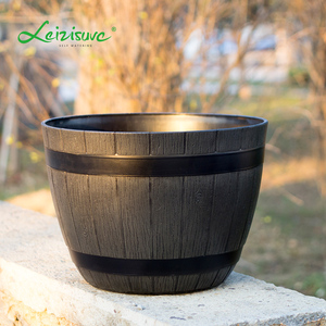 Jardinière <span class=keywords><strong>en</strong></span> plastique <span class=keywords><strong>en</strong></span> forme de demi-tonneau de whisky, design <span class=keywords><strong>en</strong></span> <span class=keywords><strong>bois</strong></span>, grande décoration d'extérieur, <span class=keywords><strong>pour</strong></span> les herbes - Product Image 5