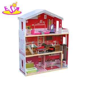 Mainan Anak Perempuan Desain Baru Rumah Boneka Besar Kayu W06A229