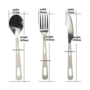 Titst Gr5 Titan siêu nhẹ Ngã Ba & Titan Muỗng & Titan dao ba mảnh Titan dao kéo Cắm Trại Đi Bộ Đường Dài - Product Image 6