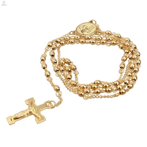 Gesù Oro In Acciaio Inox Stile Lungo Maglione Catena Religione Cattolica Della Collana Del Rosario