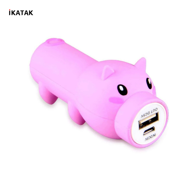 Custom Gift New Design Ultra Slim Cute Pig PVC Battery Power Bank 3000mAh Quick Charge Support Portable Micro USB Charger