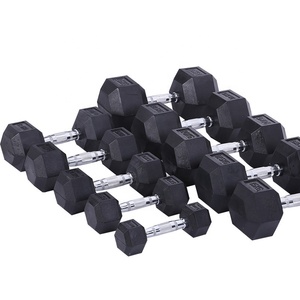 Cheap Custom logo 10kg 20kg Weight Lifting Fitness <strong>Rubber</strong> Coated Hex <strong>Dumbbell</strong> - Product Image 5