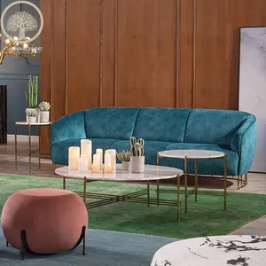 Conjunto de muebles de salón de estilo europeo, sofá dorado, nuevo modelo