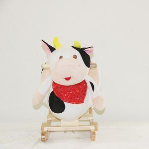 Chaise berçante en peluche pour bébé, base en bois, chaise berçante en peluche en forme de <span class=keywords><strong>vache</strong></span> - Product Image 4