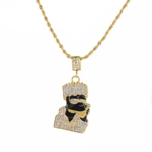 Colgante de gotas de hip hop Simpson para hombre y mujer, artículo de personajes de dibujos animados, collar con forma de diamante brillante, joyería unisex