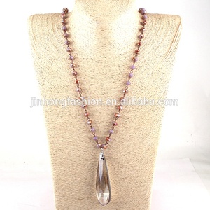 Femmes Collier Ethnique Bijoux Mode Bohème Tribal Cristal Verre Chapelet Chaîne Longue En Cristal Charme Pendentif Collier - Product Image 5