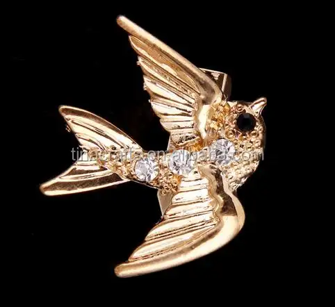 Alta calidad águila broche pájaro joyería de cristal de oro águila broche