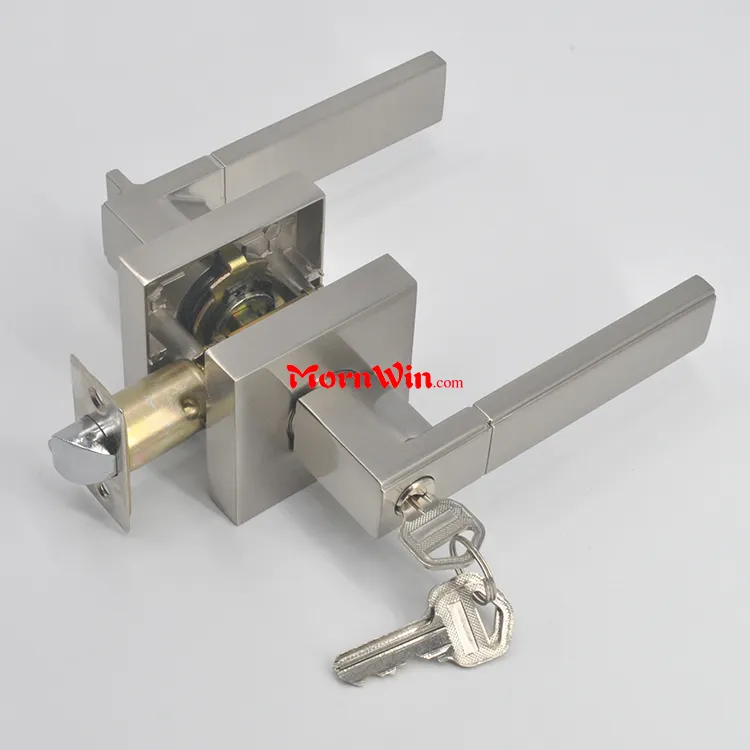 China zinc alloy heavy duty tubular bathroom privacy satin nickel lever handle door lock