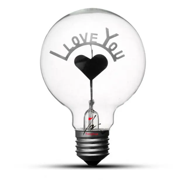 빈티지 Edison 전구 Tonghua E27 G80 Retro Incandescent 빛 Bulbs I Love You Heart Shape 크리스마스 Lamp 조명 AC220V