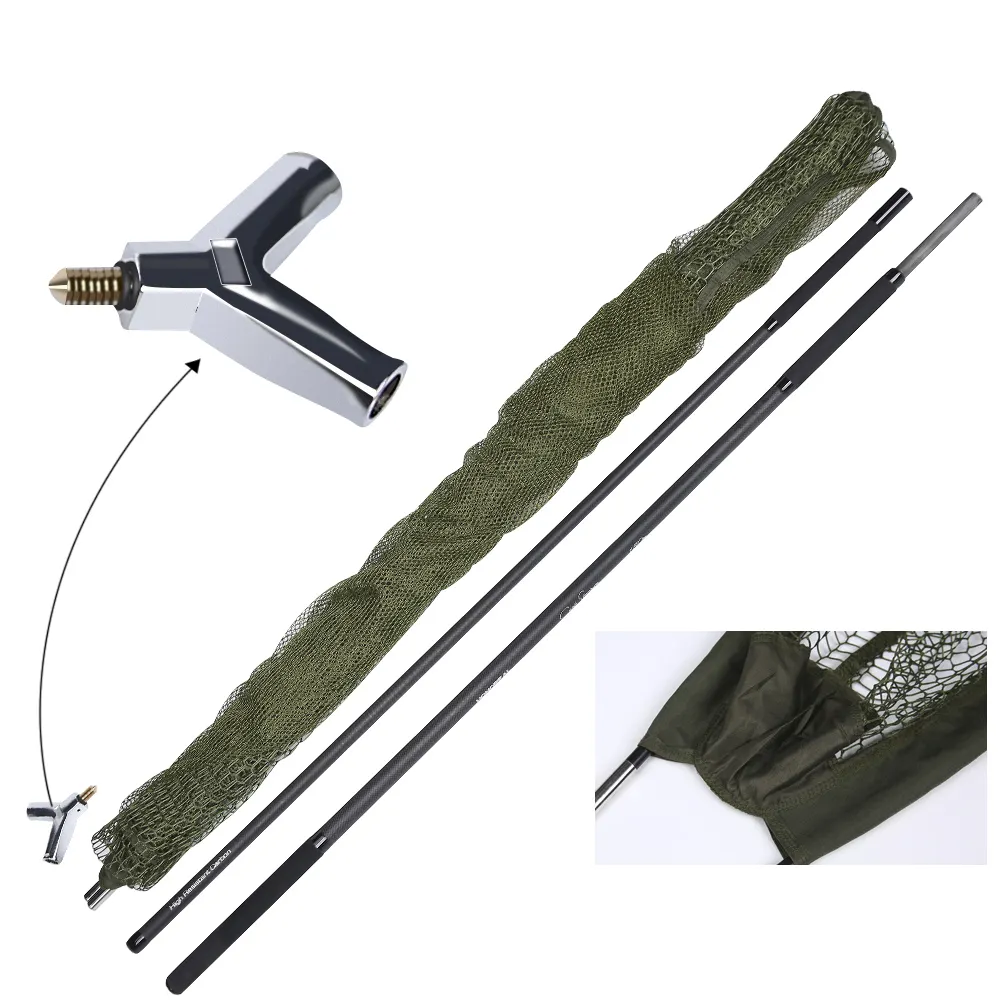 RYOBI 9.2ft/2.8M Malha 5*8mm and6mm Forte PE net Olive Cor Verde Carpa Pesca Rede De Aterragem