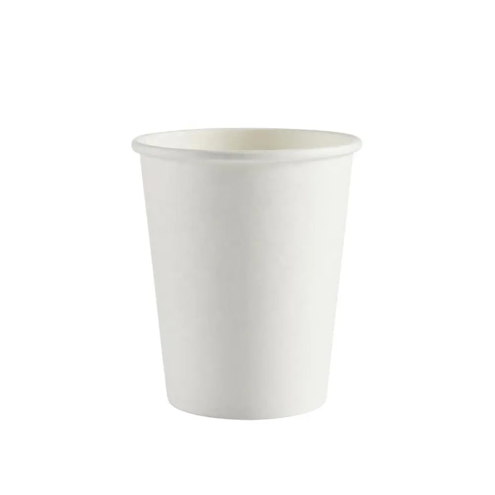 8oz gelas kertas kopi minuman panas dinding tunggal putih tanpa cetak sekali pakai