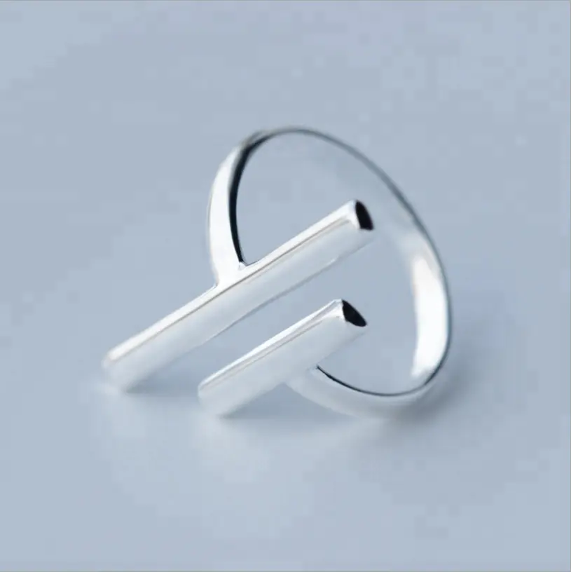 925 Sterling Silver Ring Love Double Bar Ring Open T Bar Finger RingsためWomen Wedding Gifts