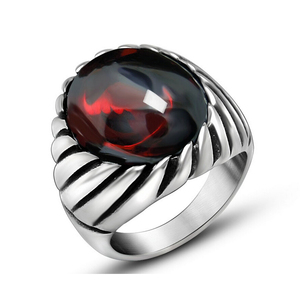 Anillos de titanio de acero inoxidable para los hombres estilo retro Gete Shi ágata masculina barato con gruesa - Product Image 2