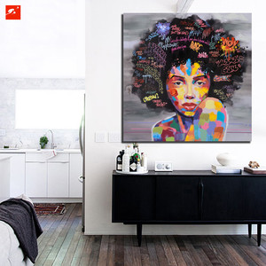 Nuovo Design all'ingrosso moderno donne africane ritratto su tela pittura stampata su tela con macchina per la decorazione domestica - Product Image 5