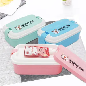 Top Grade PP Cartoon Piggy Printing Plastic Lunch Box For Kids Accept Logo Package Customizing Leakproof Freshness Preservation