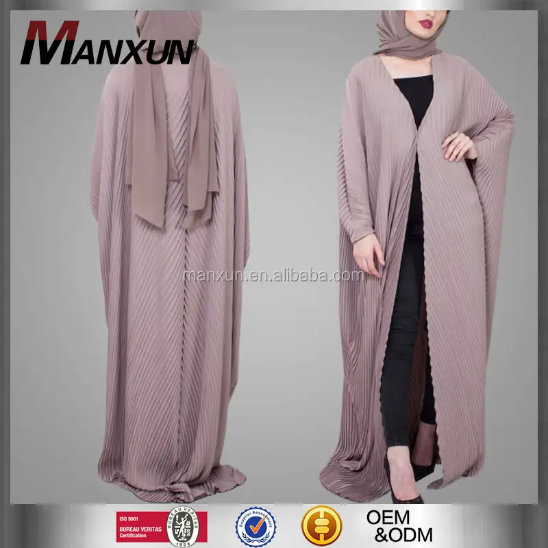 Islamic Clothing Cardigan Ladies Design 2017Dubai Abaya Kaftan Pleated Chiffon Muslim Women Jilbab Kimono Pleated Coat Cardigan