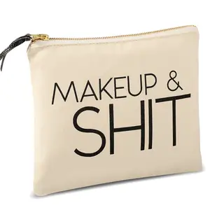 Grote Canvas Cosmetische Make-Up Rits Etui Toilettas Premium Katoenen Make-Up Tas Voor Verjaardagscadeau Huwelijksfeest Cadeau