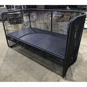 تصميم فريد من نوعه في الهواء الطلق الأسود والأبيض جولة الروطان الخوص حديقة الأثاث أريكة - Product Image 3