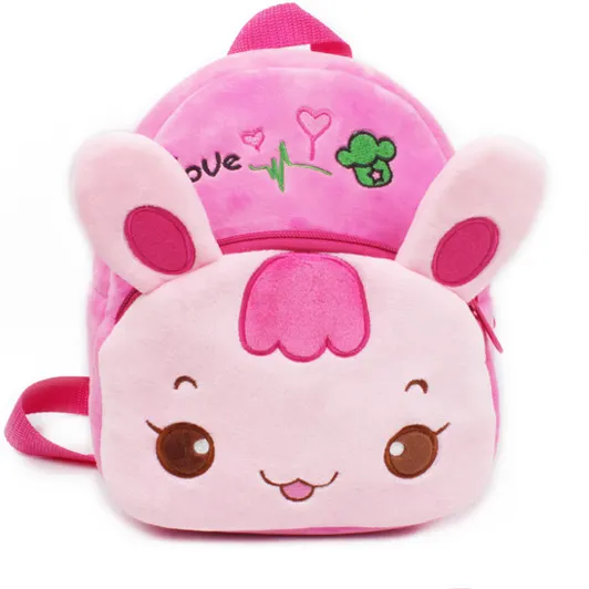 fashion lovely pink school bags kids cute backpack plush animal backpack for girl