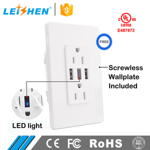 Prise murale intelligente <span class=keywords><strong>15</strong></span> ampères avec port USB, plaque frontale sans vis, prise de courant avec lumière LED, 125 V, <span class=keywords><strong>norme</strong></span> américaine, chargeur 4A - Product Image 5