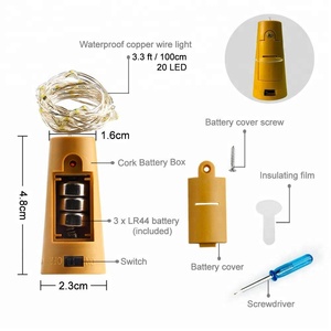 Mini guirlande lumineuse avec bouchon en cuivre, bouteille de vin, 10 m, 20l, fil en cuivre, étoiles, pour noël, Halloween, décoration d'intérieur et extérieure
