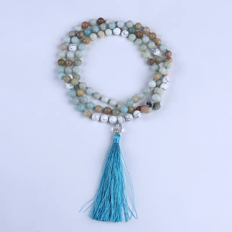 8mm Amazonit Edelstein Perlen Rosenkranz Gebet Meditation 108 Mala Halskette