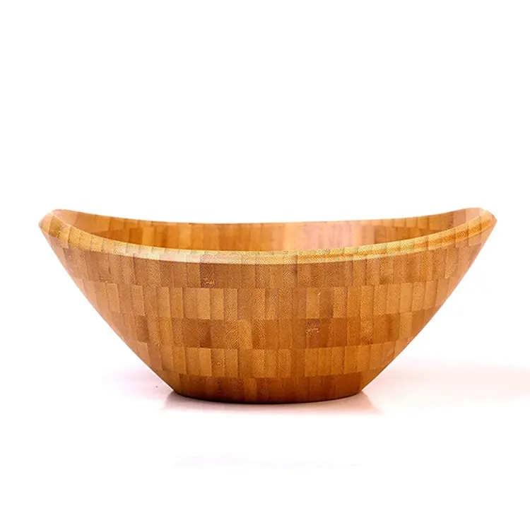 Orijinal Doğal Özelleştirilmiş Toptan bambu salata kasesi | Iyi Ölçekli ve Zarif Tasarım | 16.6x15.1x5.4 inç | Büyük hediye Fikri