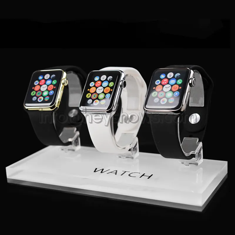 3ใน1 Apple นาฬิกายืนคริลิคสมาร์ทนาฬิกาผู้ถือ IWatch แสดงฐานโปร่งใส Universal สำหรับร้านค้าปลีก