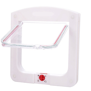 Pequeña solapa de plástico blanca para gatos con bloqueo de 4 vías y bloqueable para gatos domésticos - Product Image 1
