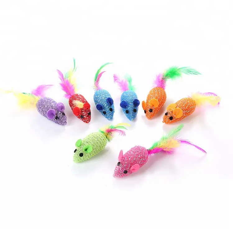 Bán Buôn Thiết Kế Đáng Yêu Mouse Shaped Pet Mèo Đồ Chơi Với Feather