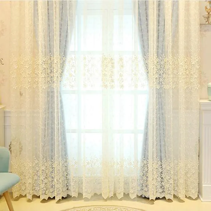 Cortinas transparentes de estilo europeo para ventana, sala de estar tela opaca China para, decoración de ventana francesa con cuentas