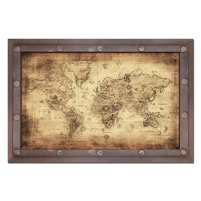 Wonderful World Map Style MDF Board Decorative Antique Frame