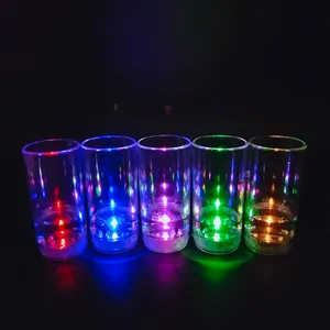 Customized logo printed liquid activated plastic light up flashing LED shot glass