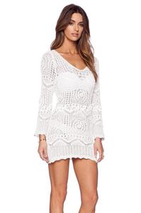 <span class=keywords><strong>Abito</strong></span> <span class=keywords><strong>Lungo</strong></span> a <span class=keywords><strong>Maglia</strong></span> Traforato da Spiaggia con Maniche Lunghe, Vestito Smock <span class=keywords><strong>in</strong></span> Pizzo all'Uncinetto per Donna - Product Image 3