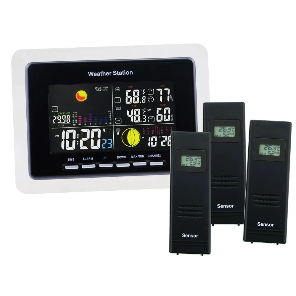 3 Draadloze Sensoren Weerstation Binnen Buiten Thermometer Met DCF77 Rcc Ontvanger