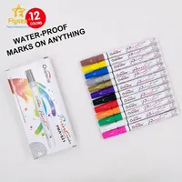 Caneta marcador indelineável com 12 cores, caneta de marcador sem tóxico para escrita suave