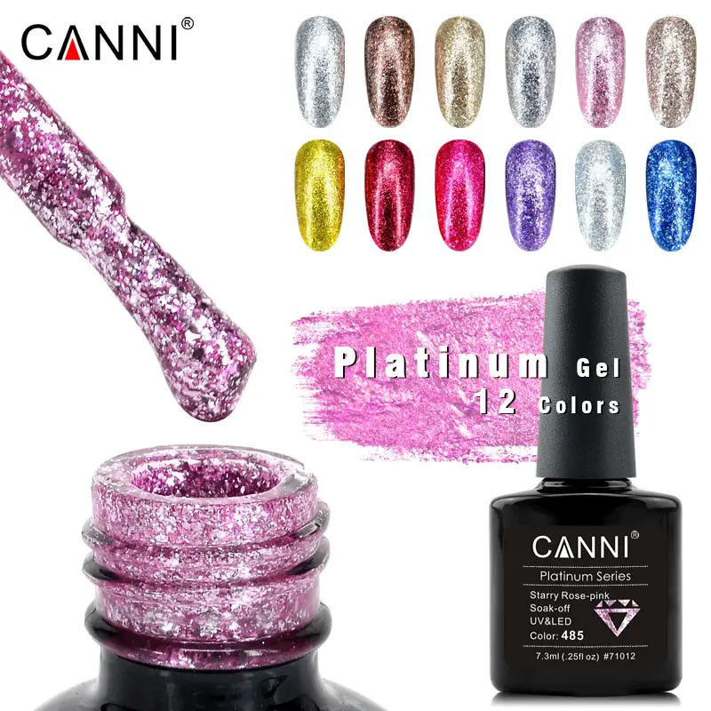 CANNI — vernis à ongles Gel platine à effet brillant, Gel à trempage UV LED parfait, en aluminium de couleurs, pour nail art, 7.3ML, 1 pièce