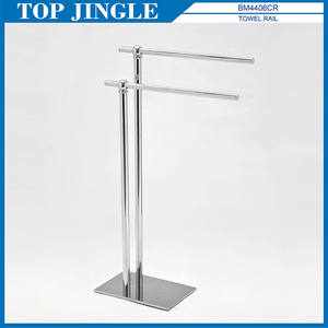 <b>Bathroom</b> <b>Standing</b> Metal <b>Towel</b> Holder with Double Rail - Product Image 4