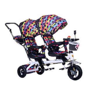 Poussette pivotante multifonction double <span class=keywords><strong>siège</strong></span>, pour <span class=keywords><strong>bébé</strong></span>, tricycle avec deux places - Product Image 4