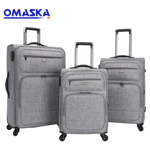 OMASKA批发时尚尼龙软条男士拉链旅行手推车行李箱