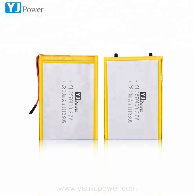 3.7V Ultra Thin Lipo Battery, Thin Film Lithium Battery , Rechargeable Battery Li-ion 2800mAh 3570100