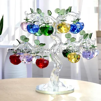 Quality colorful crystal apple tree for business gift